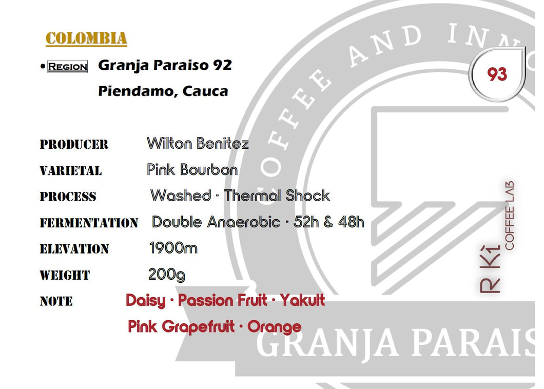 Colombia-Granja Paraiso 92- Pink Bourbon