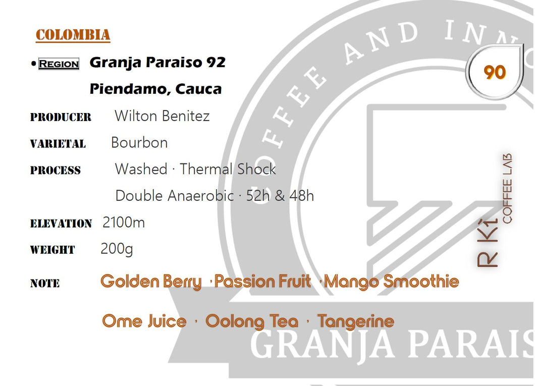 Colombia-Granja Paraiso 92- GOLD Bourbon